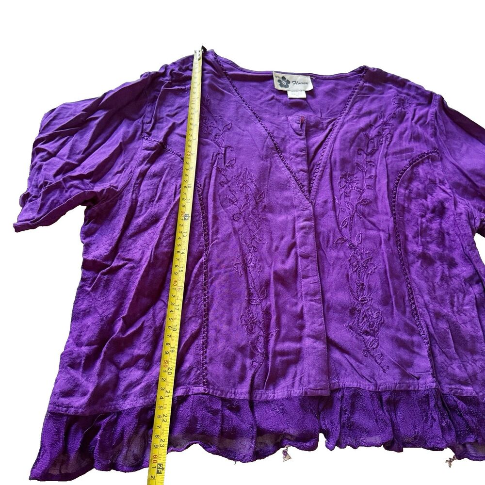 VTG 90s Flower Boho Gypsy Skirt Top Maxi Button Grunge Whimsigoth Purple XL Rayo - Picture 12 of 16